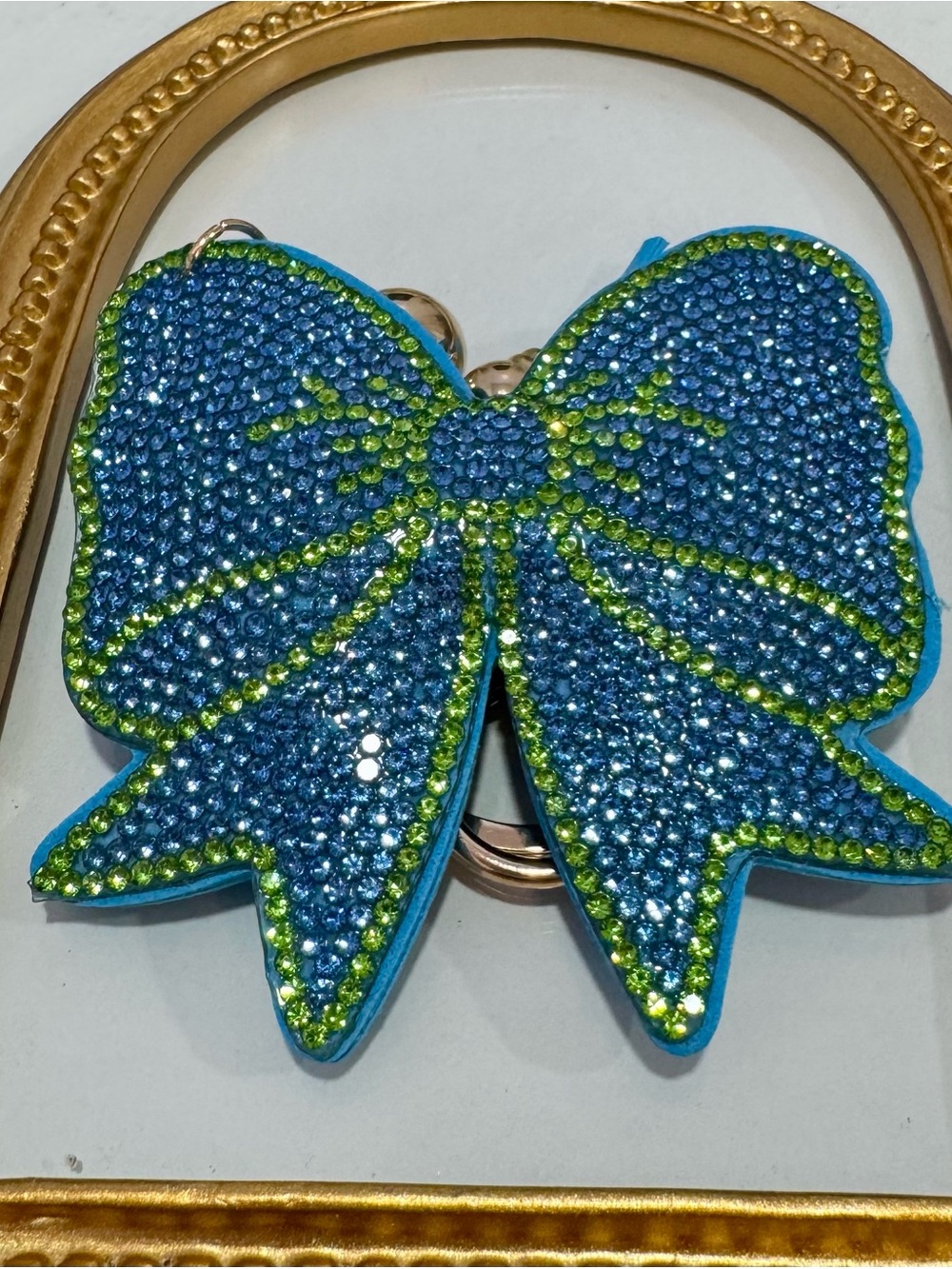 New Blue/Lime Crystal Bow Keychain Bag Charm